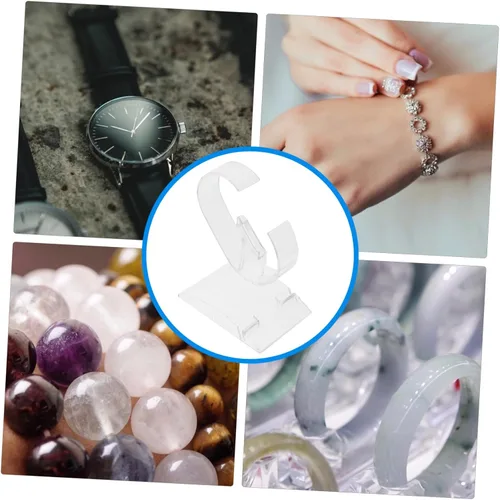 Vista 6 de Alipis 4 unids transparente titular de cristal joyería fina pulsera soporte de exhibición relojes para hombre relojes acrílico reloj acrílico