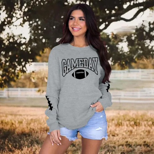 Vista 4 de FAYALEQ Football Gameday - Sudadera para mujer, camiseta de fútbol para mamá, camisetas para amantes del fútbol, camisetas gráficas de manga larga