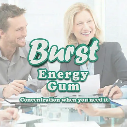Vista 9 de Burst Energy Gum - 45 mg de cafeína por pieza, enfoque y ráfaga de energía, menta ártica, 5 paquetes de 8 (40 piezas), gestiona el estrés, encías