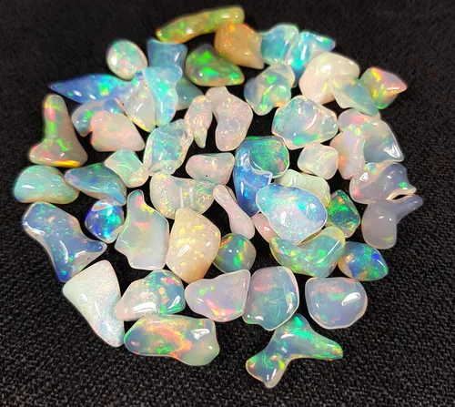 Vista 3 de Rare Gemstone Piedras preciosas de ópalo etíope en bruto, forma desigual, múltiples fuegos, ópalo etíope, joyería suelta en bruto, 10 piezas