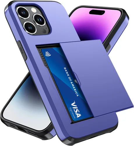 Vista 25 de Qinmay Funda compatible con iPhone 7 Plus/8 Plus con tarjetero, doble capa a prueba de golpes, funda protectora resistente con ranura oculta Negro
