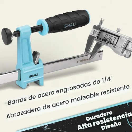 Vista 4 de SHALL Juego de abrazaderas de barra de acero de 6 pulgadas, paquete de 4 abrazaderas F de liberación rápida de servicio medio, límite de carga