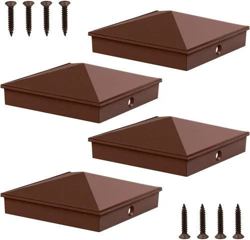 Vista 13 de Azdele Tapas de aluminio piramidal de 4 x 4 para postes nominales de madera de 4 x 4 pulgadas (verdadero 3.5 x 3.5 pulgadas), con superficie
