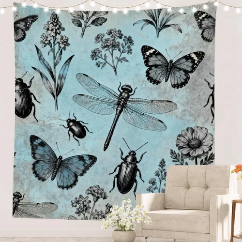 Vista 51 de Batmerry Peaceful Retreat Beautiful Landscape Polyester Tapestry, Blooming Garden Setting Lightweight Wall Hanging High-Definition Print Backdrop
