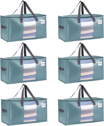 Vista 47 de VENO Paquete de 4 bolsas de mudanza resistentes, bolsas de almacenamiento de ropa y edredón con ventana transparente, suministros de embalaje