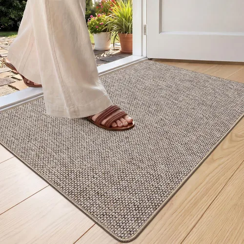 Vista 28 de Color&Geometry - Tapete para puerta delantera de 26 x 47 pulgadas, atrapador de suciedad con parte trasera de goma ultra antideslizante, perfil Caqui