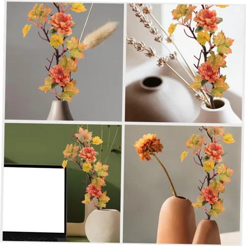 Vista 5 de Toyvian Hojas de arce artificiales, ramas, 2 piezas, decoración de otoño, tallos de hojas de arce artificiales, flores de hojas de arce vívidas