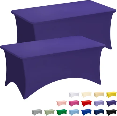 Vista 54 de Fixwal Paquete de 6 Cubiertas de Mesa, Mantel de Spandex Ajustado Rectangular de 6 Pies Resistente Elástico Cubierta de Mesa Rectangular para Patio