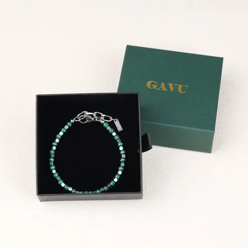Vista 7 de GAVU Pulsera de cuentas de piedra para hombre con cierre de acero inoxidable