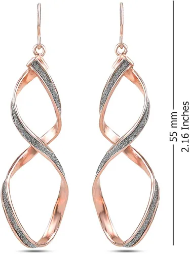 Vista 4 de LeCalla Aretes colgantes de plata de ley 925 ligeros y clásicos lineales para mujer