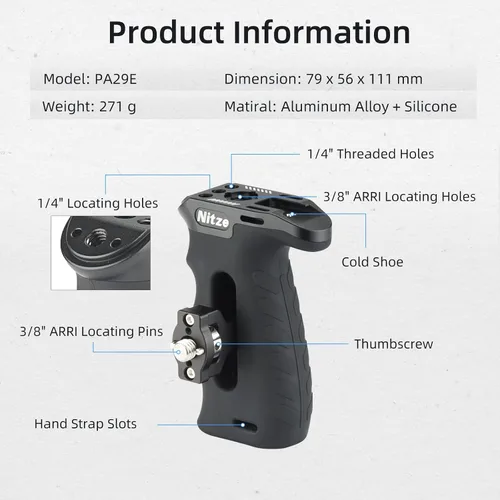 Vista 2 de Nitze Mango lateral ergonómico con pasadores de localización de 3/8" - PA29E