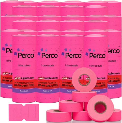 Vista 43 de Etiquetas azules Perco de 1 línea - 8 rollos, 1 funda, 8,000 etiquetas en blanco para pistolas de precio y fecha de 1 línea Perco - Fabricadas