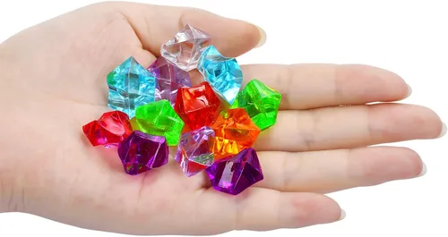 Vista 4 de 180-190 gemas falsas acrílicas multicolores, rocas de hielo trituradas, joyas de plástico para rellenos de jarrones, dispersión de mesa, relleno