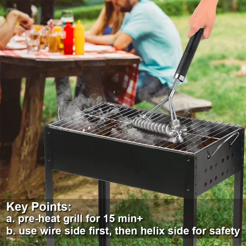 Vista 6 de GRILLART Cepillo de parrilla [alambre + hélice] cepillo combinado para barbacoa - cepillo de limpieza de parrilla seguro y eficiente - cepillo