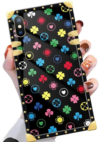 Vista 17 de Funda compatible con iPhone X/Xs, TPU suave de lujo y parte trasera de policarbonato duro para niñas y mujeres, funda protectora a prueba de golpes