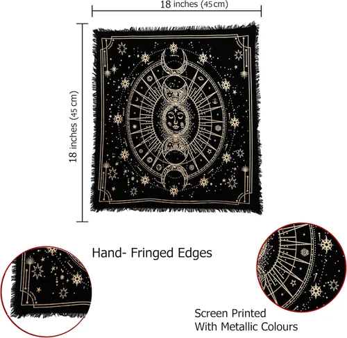 Vista 6 de Indian Consigners Paño de Altar de Fases Lunares Tarot Celestial Cubo Cuadrado Colgante de Pared Mantel para Lugares Sagrados Decoración del Hogar