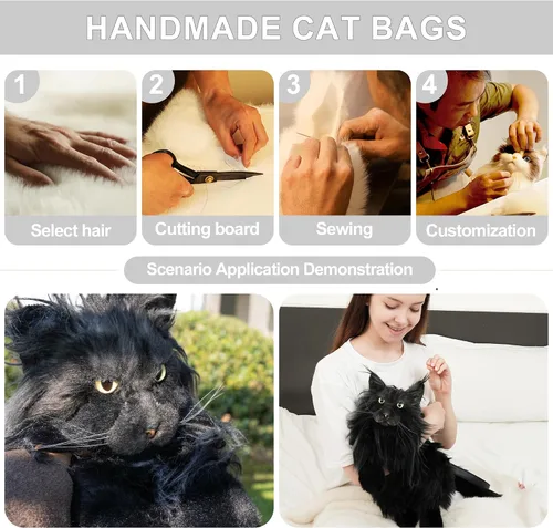 Vista 7 de Chongker Mochila con forma de gato Calico, Negro -, Grande, Gato Mainecoon