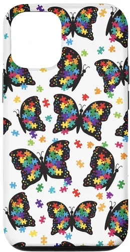Vista 28 de Funda con patrón de rompecabezas de mariposa para iPhone 17