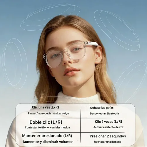 Vista 4 de Ai - Lentes inteligentes Bluetooth 5.4 con traducción para hombres y mujeres más de 160 idiomas con cambio de color, lente de chat, asistente GPT