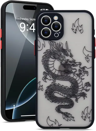 Vista 8 de Funda compatible con iPhone 15 Pro, diseño moderno de dragón 3D con diseño de animal de dragón esmerilado, parte trasera de policarbonato duro