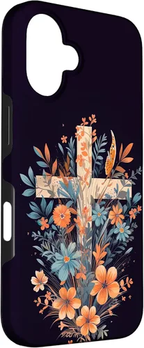 Vista 3 de Boho Floral Christian Cross Jesus God Wild Flower Women Case for iPhone 16
