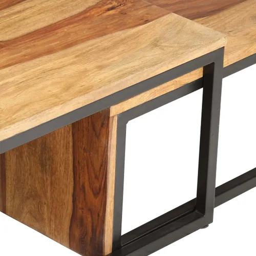 Vista 7 de Mesas nido, mesa de centro única, pequeña mesa de centro elevada adecuada para sala de estar, balcón, oficina, sala de estar familiar, 2 piezas