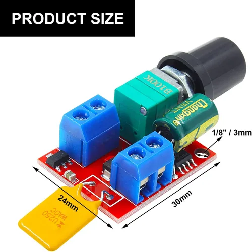 Vista 3 de Paquete de 3 mini controlador de velocidad de motor PWM DC, CC 3 V, 6 V, 12 V, 24 V, 35 V, 5 A, interruptor de control de velocidad, pequeño