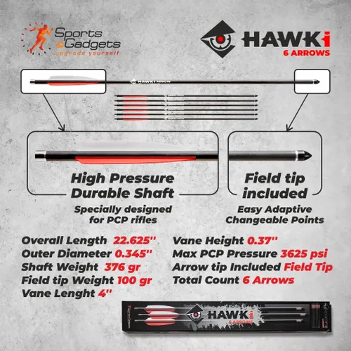 Vista 4 de Hawk-i Flecha de carbono PCP 13.26 oz flechas pernos para caza PCP armas de aire o ballestas