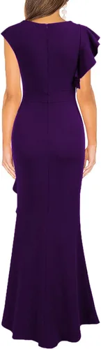 Vista 2 de WOOSEA - Vestido largo, ceñido, estilo sirena con apertura lateral, de noche, cóctel para mujer