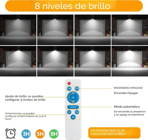 Vista 7 de Luz solar de calle de 200 W, impermeable, cable de 16 pies, 20000 lúmenes, luces LED de seguridad para exteriores, luces solares automáticas