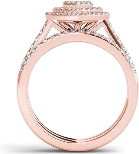Vista 6 de iLH Clearance Hollow Carving Diamond Rings,Women Fashion Luxury Zircon Rings Engagement Wedding Rings Jewelry Gift by ZYooh