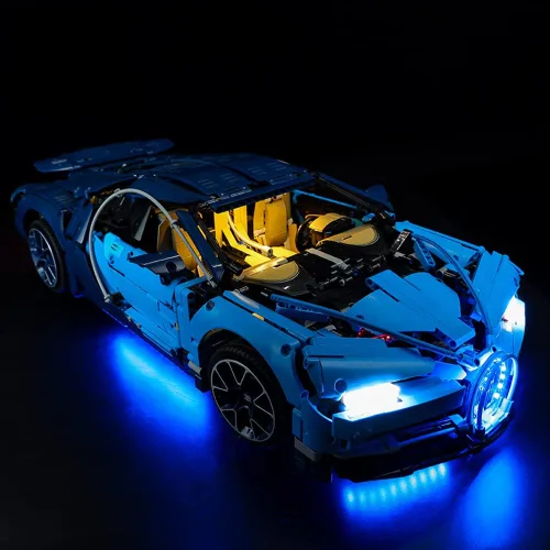 Vista 3 de Kit de luz LED para Lego 42083 Bugatti Chiron Model Building Kit; kit de iluminación de bricolaje compatible con Lego 42083 (solo kit de luz Led)