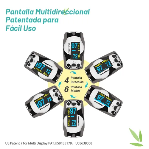 Vista 3 de CHOICEMMED OLED Panda Pulsioxímetro Pediátrico de Dedo – Oxímetro de Pulso SP02 para Niños – Monitor de Saturación de Oxígeno en Sangre para Niños