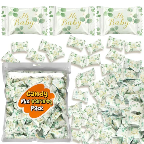 Vista 8 de Naucoos Dulces de baby shower para niña, bolsa de 26.5 onzas, 150 mentas duras a suaves, envueltas individualmente, caramelos rosados para baby