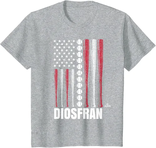 Vista 10 de Baseball American Flag Diosfran Cabeza Prospect Baseball Fan T-Shirt