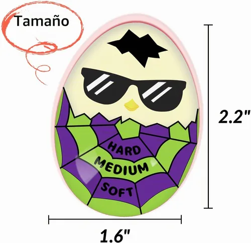 Vista 6 de Lasubst Temporizador de huevos que cambia de color para hervir huevos, morado y verde Púrpura & Verde