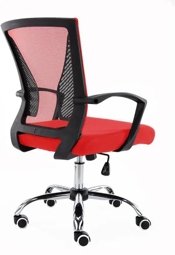 Vista 6 de Modern Home Zuna Silla de oficina con respaldo medio, respaldo ergonómico de malla con respaldo de malla (negro/rojo)