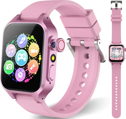 Vista 7 de Reloj inteligente de juego para niños con 32 juegos, cámara telescópica, podómetro, alarma, video, música, audiolibro, tarjeta de aprendizaje