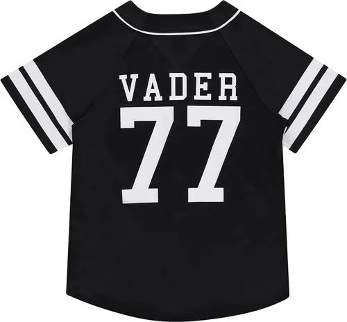Vista 2 de STAR WARS Camiseta de béisbol para mujer, Darth Vader, Luke Skywalker y Baby Yoda malla con botones
