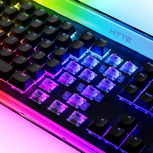 Vista 13 de Hyte Keeb TKL - Interfaz humana moderna - Teclado mecánico personalizable con cable de burbuja de cristal RGB sin llave - Interruptores lineales