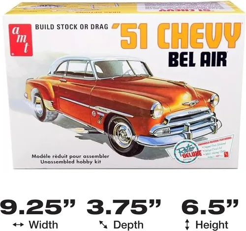 Vista 5 de Kit de modelo AMT Skill 2 Edición Deluxe Retro 2-en-1 Chevrolet Bel Air 1951, a escala 1/25