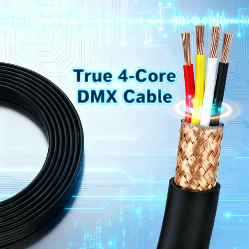 Vista 3 de SMALL-EYE Cable DMX de 5 pines, paquete de 2 unidades de 3 pies, cable de iluminación de escenario macho a hembra de 4 núcleos para controlador