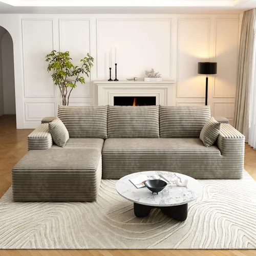 Vista 3 de Sofás seccionales de 95 pulgadas para sala de estar, sofá de nube tapizado en forma de L, sofás modulares y sin hueso, moderno sofá modular