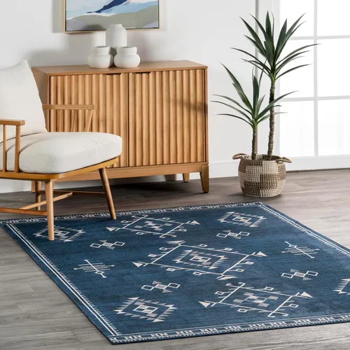 Vista 8 de Nuloom SpinClean Evalyn - Alfombra geométrica, suave y acogedora, de alto tráfico, resistente a las manchas, fácil de limpiar, duradera, lavable a