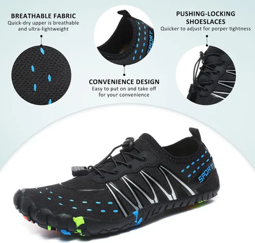Vista 2 de ziitop Zapatos de agua para hombres y mujeres, para playa, descalzos, natación, escalada, piscina, calcetines, antideslizantes, transpirables