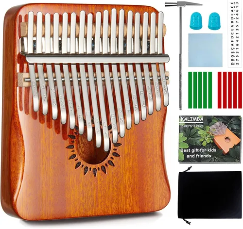 Vista 7 de AARVI Kalimba - Piano de pulgar de 17 teclas, piano portátil de dedo Mbira, regalos para niños y adultos principiantes (azul)
