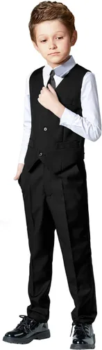 Vista 2 de Trajes de 4 piezas para niños, conjuntos de chaleco y pantalones, ropa formal para niño