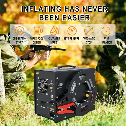 Vista 8 de TUXING Compresor de aire PCP, bomba de aire de alta presión 4500 Psi 30 Mpa, convertidor de potencia DC12V/AC120V incorporado, parada automática