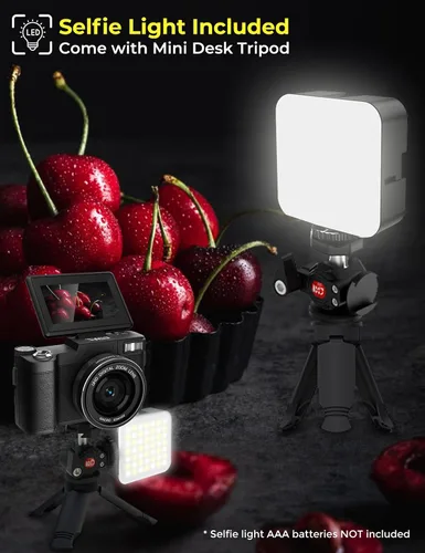Vista 4 de Cámara digital de 5K con WiFi de 64MP con enfoque automático, cámara de vlogging Full HD para YouTube, cámara de punto y disparo con pantalla