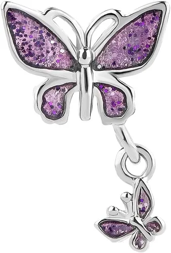 Vista 2 de KunBead Dijes colgantes de cuentas de mariposa compatibles con pulseras Pandora, Cobre, vidrio